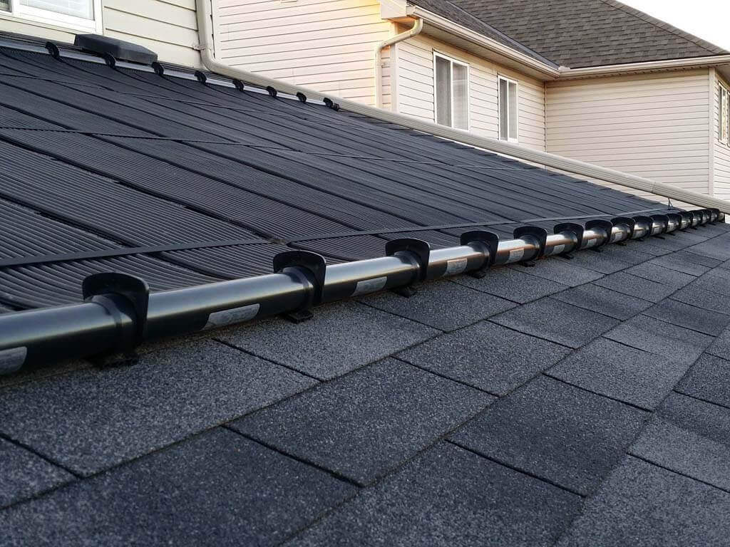 Closeup of an Enersol Solar Pool Heater Residential Roof Installation